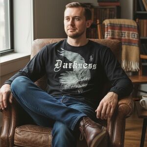 Street Legal Black Darkness Long Sleeve Cotton T-shirt Size XXL